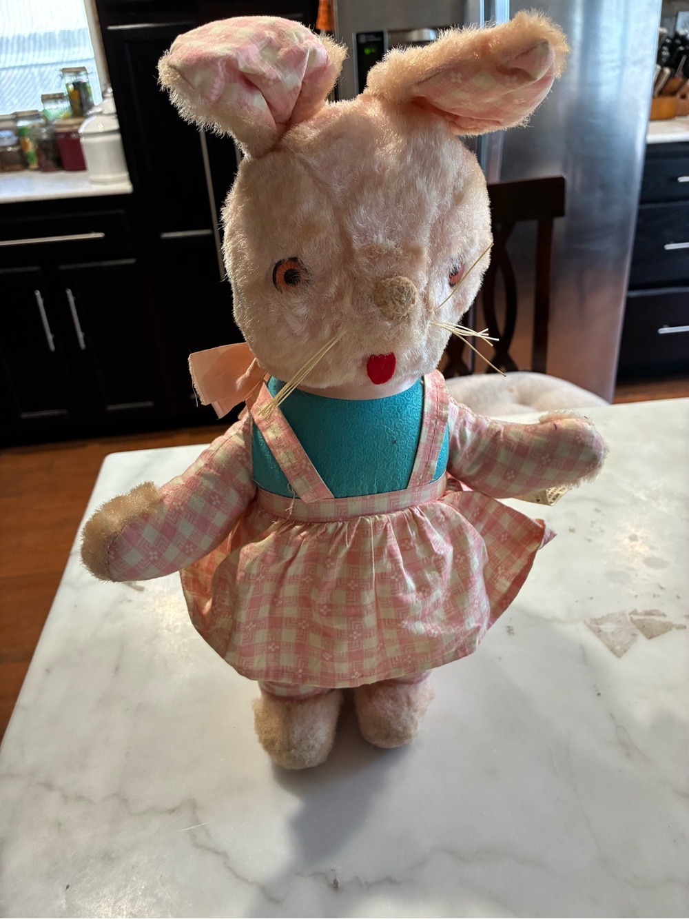 Vintage 1950s Gund Creations Stuffed Easter Bunny Pink Dress